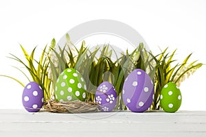 Easter eggs hidden in the grass