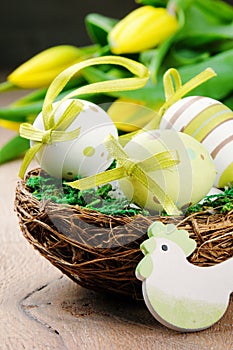 Easter eggs in holiday setting