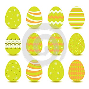 Easter eggs icons flat style set on white background
