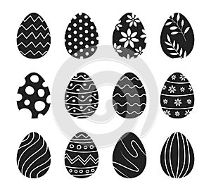 Easter eggs icons set doodle style. Set of easter eggs hand drawn isolated on white background