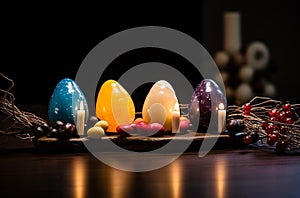 easter eggs with jelly beans and chocolate