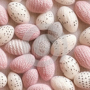 Easter eggs, knitted seamless pattern, farmhouse style. Ai generated