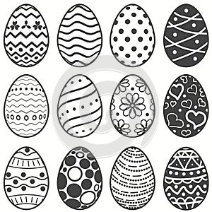 Easter Eggs with linear ornament pattern, Vector