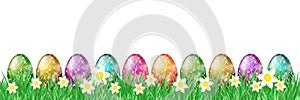 Easter eggs meadow flower isolated banner