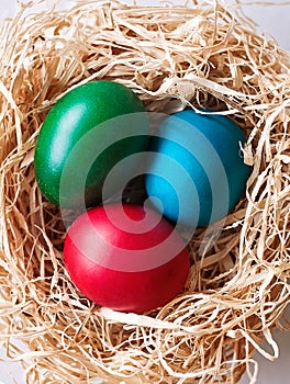 Easter eggs in nest