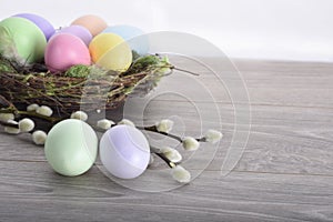 Easter eggs in nest