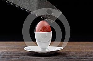 Easter eggs open with a saw