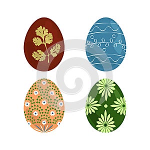 Easter Eggs with ornament pattern set vector illustration design isolated
