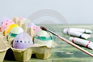 Easter eggs and paint brush