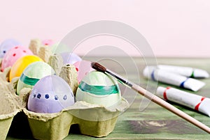Easter eggs and paint brush