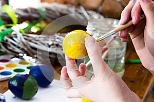 Easter eggs painted with bright paint