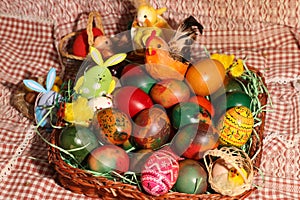 The Easter eggs painted in traditional Bulgarian style on the handmade felt mat