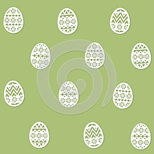 Easter Eggs paper cut Pattern one green background