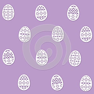 Easter Eggs paper cut Pattern one purple background