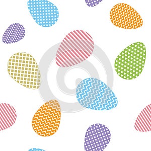 Easter eggs pattern with ornament, color isolated vector illustration