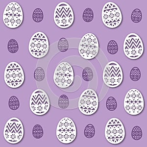 Easter Eggs pattern on purple background