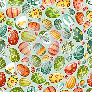 easter eggs pattern. religion holiday celebration symbols. Vector eggs seamless background