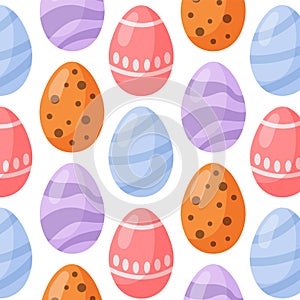 Easter eggs pattern seamless for Easter holidays on white background. Vector Illustration cartoon style design for