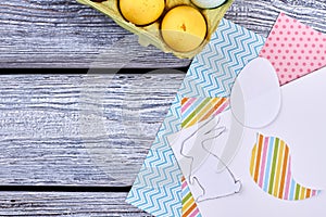 Easter eggs and patterned paper.