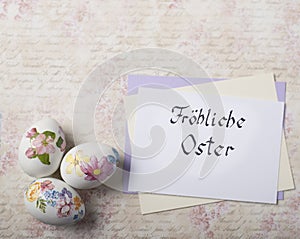 Easter eggs card with caligraphy fonts