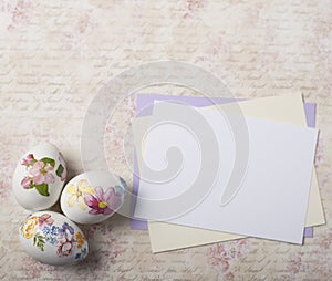 Easter eggs card with caligraphy fonts