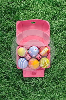 Easter eggs in pink box