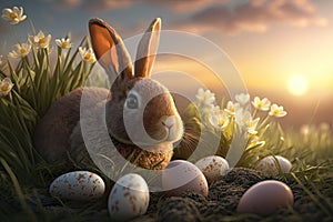 Easter Eggs and Rabbit card