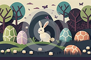 Easter Eggs Rabbit with Eggs with Generative AI Technology