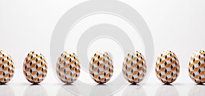 Easter eggs in retro cubic pattern pattern