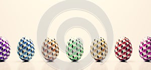 Easter eggs in retro cubic pattern