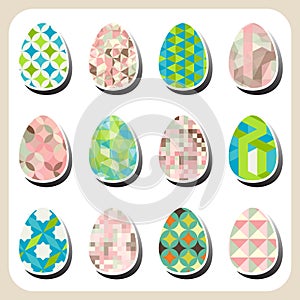 Easter eggs retro pattern set