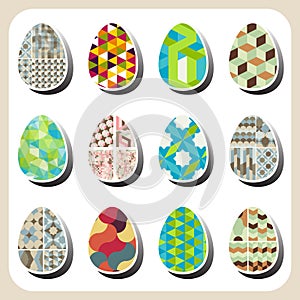 Easter eggs retro pattern set