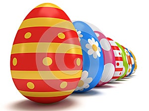 Easter Eggs row on white