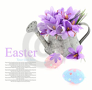 Easter eggs and saffron flowers