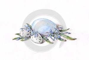 Easter eggs with scilla flowers photo