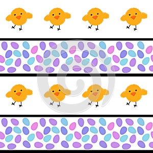 Easter eggs seamless cartoon chicken pattern for wrapping paper and fabrics and linens and kindergarten accessories