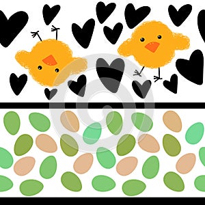 Easter eggs seamless cartoon chicken pattern for wrapping paper and fabrics and linens and kindergarten accessories