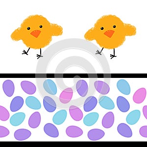 Easter eggs seamless cartoon chicken pattern for wrapping paper and fabrics and linens and kindergarten accessories