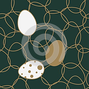 Easter Eggs with seamless ornament pattern, Vector