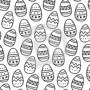 Easter eggs seamless pattern. Hand drawn decorated eggs sketche repeated background for wallpaper, wrapping, packing