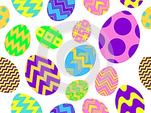 Easter eggs seamless pattern. Happy Easter background. Holiday greeting card. Vector