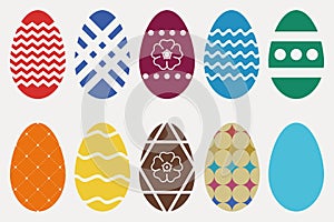 Easter eggs set. Collection of religious holiday attribute. Vector.