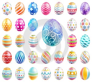 Easter eggs set color with different and patterns texture. Vector illustrations