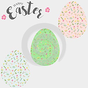 Easter eggs, set of Easter eggs with floral pattern.