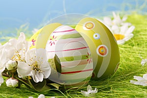 Easter Eggs sitting on grass