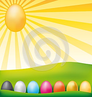 Easter eggs and sun