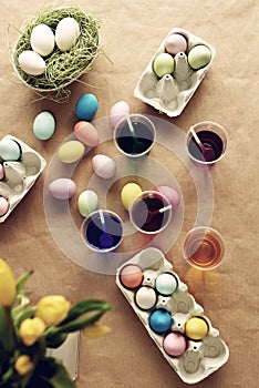 Easter eggs on the table