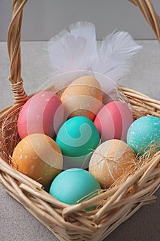 Easter eggs in trendy pastel colors