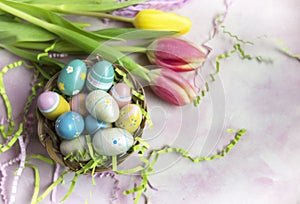 Easter Eggs and Tulips