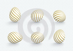 Easter Eggs Vector Element Angles Set 3d Isolated Stripes